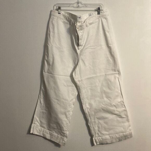 GAP White Mid Rise Wide Leg Crop denim pants, size 20 - Picture 1 of 4